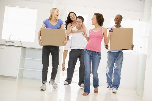 Household storage units and packed boxes in Leabridge