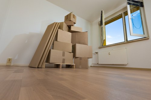 Professional removals and storage service in Leabridge with moving boxes