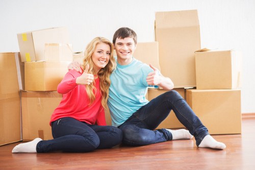 Packed boxes and furniture prepared for small removals